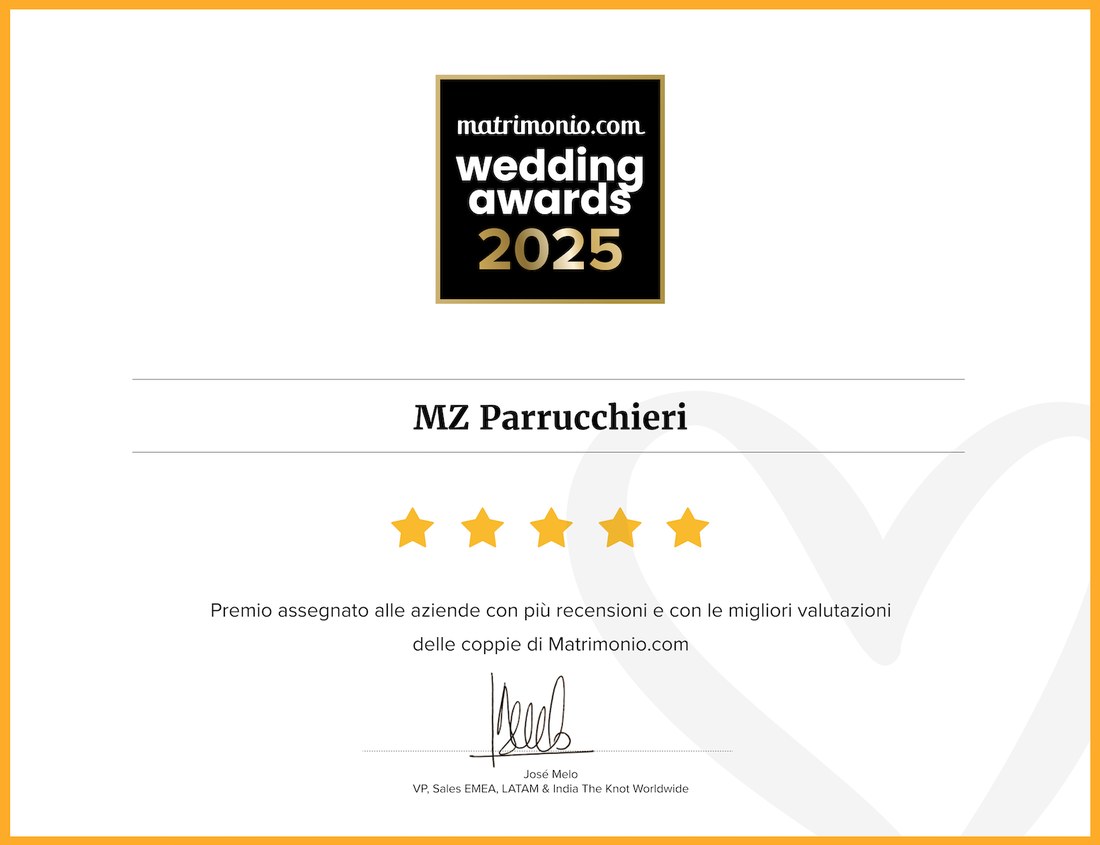 Wedding Awards 2025 Certificate - MZ Parrucchieri winner on matrimonio.com